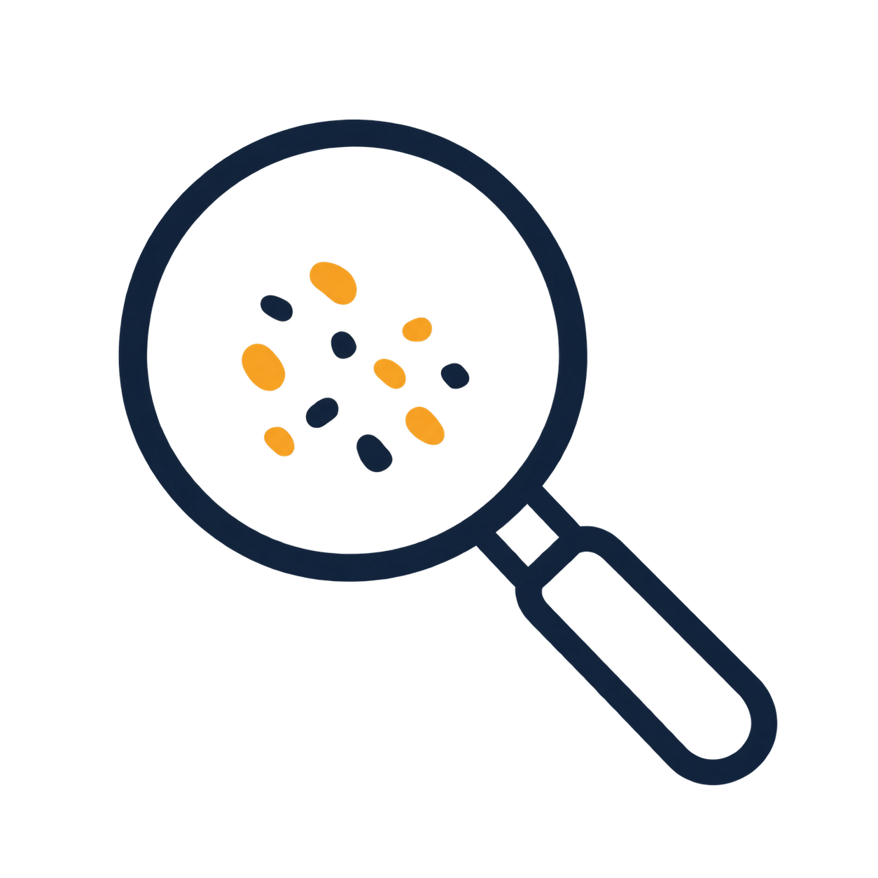 Suspected droppings under magnifying glass